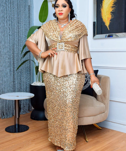 Sequin Embellished Maxi Dress | African Wedding Guest Engagement Anniversary Mother of The Bride