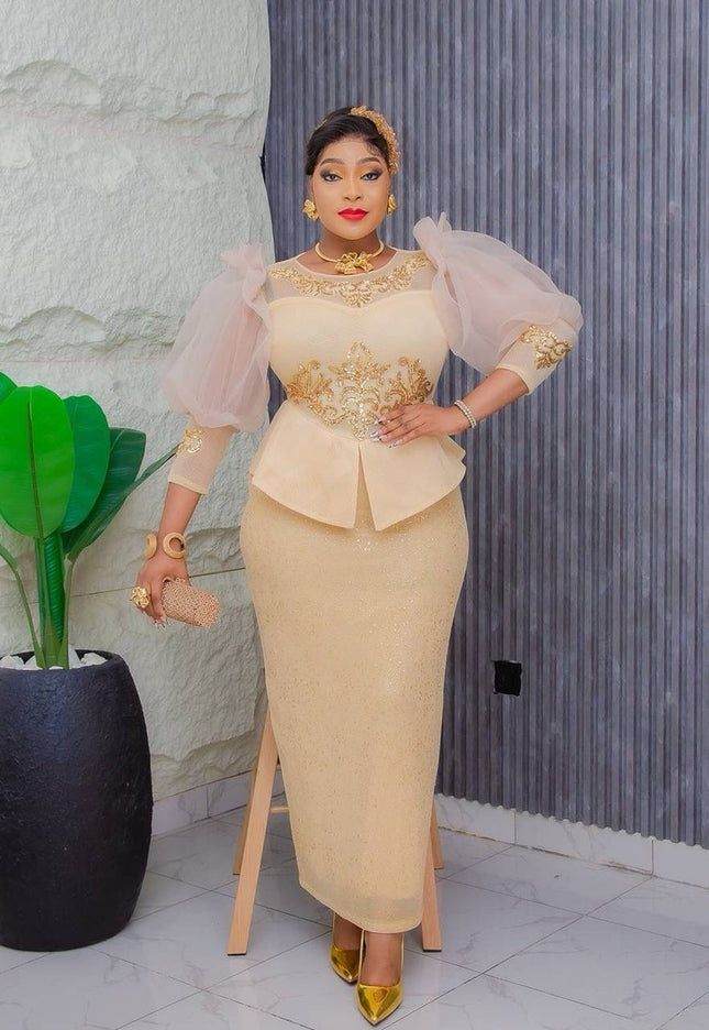 Ruffle Sleeve Embellished Women's Maxi Dress | Party Birthday Photoshoot Wedding Guest