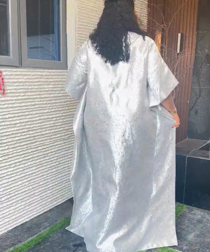 African Bubu Rhinestone Dress Metallic Brocade Nigerian Party Attire Engagement Ceremony Graduation Reception Gala Anniversary