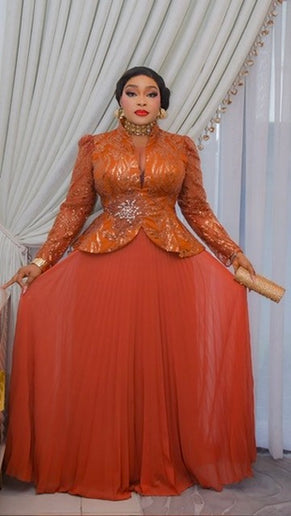 Fabulous Red Sequin Embellished Pleated Twirl A-Line Maxi Dress for Wedding Guest Mother of Bride Outfit Cocktail Party Reception Birthday Church Anniversary Formal Evening Gown