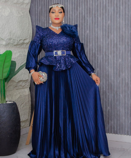 Dramatic Shoulder Sequin Maxi Dress | Wedding Guest Gala Birthday Party Mother of The Bride