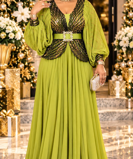 Orange Sequin Peplum A-Line Gown for Cocktail Reception Mother of The Bride Wedding Guest Plus Size