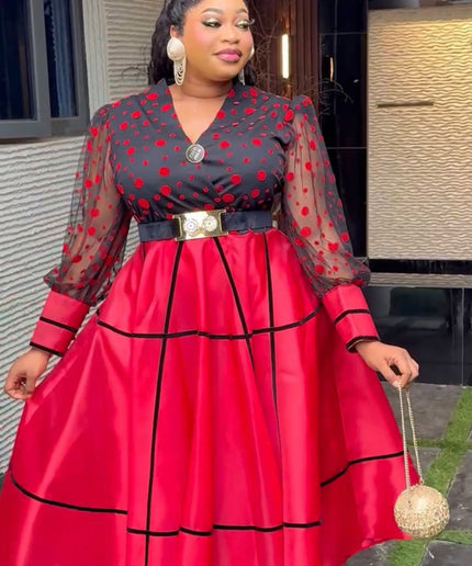 Red Polka Dot Twirl Skater Dress: Wedding Guest Outfit Graduation Birthday Party