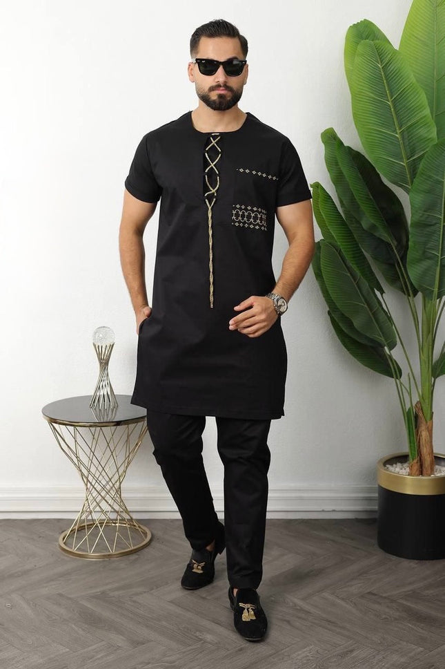 White Short Sleeve Embroidered Cotton Shirt & Pants: African Wedding Attire Groom Groomsmen Aso Ebi Birthday Party Outfit