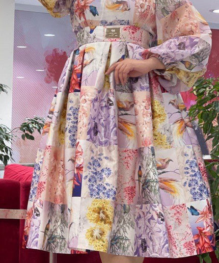 Classy Floral Pleated Twirl Skater Midi Dress for Tea Party Wedding Guest Church Anniversary Mother of The Bride Cocktail Birthday Photoshoot Outfit