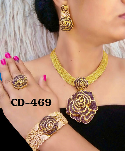 Dubai Gold Plated Jewelry Set Cubic Zirconia | Bridal Jewelry, Wedding Guest, Mother of The Bride Jewelry, Birthday Party Celebrant