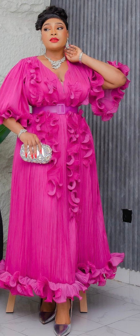 Plus Size Ruffle Maxi Dress | Birthday Party Dinner Reception Anniversary Wedding Guest Curvy Women Fashion