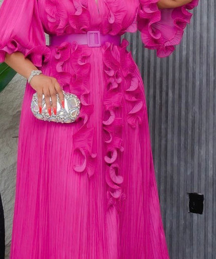 Plus Size Ruffle Maxi Dress | Birthday Party Dinner Reception Anniversary Wedding Guest Curvy Women Fashion