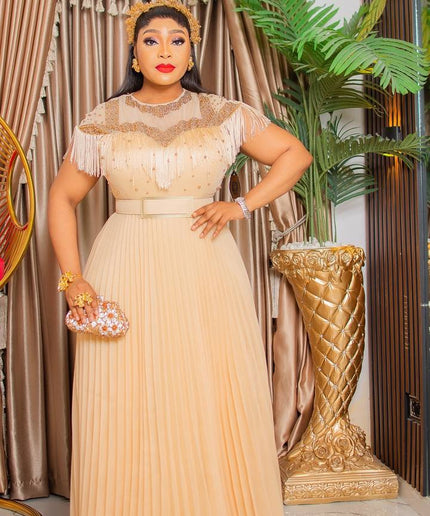 White Tassel Embellished Maxi Dress | Birthday Party Gala Bridal