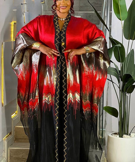 Classy Blue Brocade Rhinestone Kaftan Dress, African Bubu Wedding Attire Engagement Ceremony Church Gala Anniversary Birthday Party 2-Piece Outfit