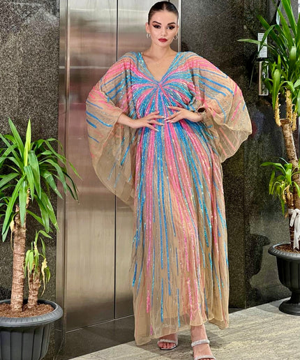 Sparkly Sequin Embellished Kaftan, Rich Aunty Bubu African Wedding Guest Dress Nigerian Party Attire,