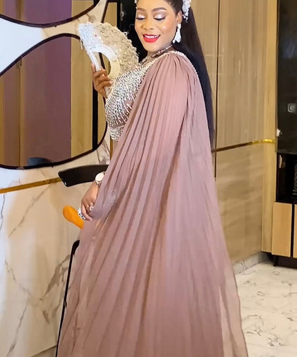 One Shoulder Mother of The Bride A-Line Gown, Elegant Wedding Guest Dress Long Maxi Pleated, Cocktail Reception Evening Wear