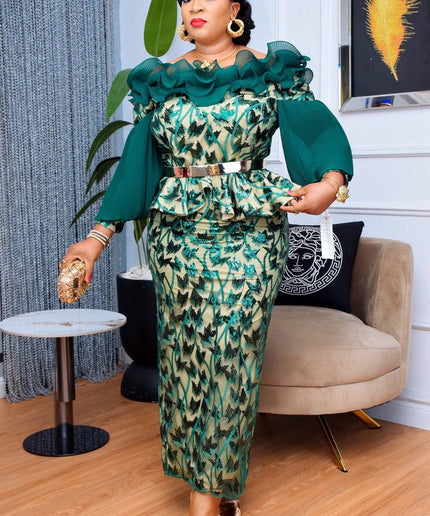 Off-The-Shoulder Ruffle Sequin Dress | Wedding Guest Anniversary Celebration Birthday Party