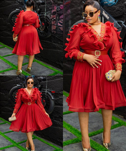 Ruffle Embellished Wedding Guest Midi Dress | Cocktail Party Graduation Anniversary Reception Birthday Celebration