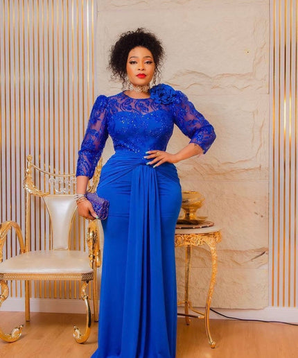 Elegant White Embellished 3D Flower Draped Maxi Dress for Bridal Civil Court Wedding Guest Engagement Party Mother of The Bride Photoshoot Gala Reception