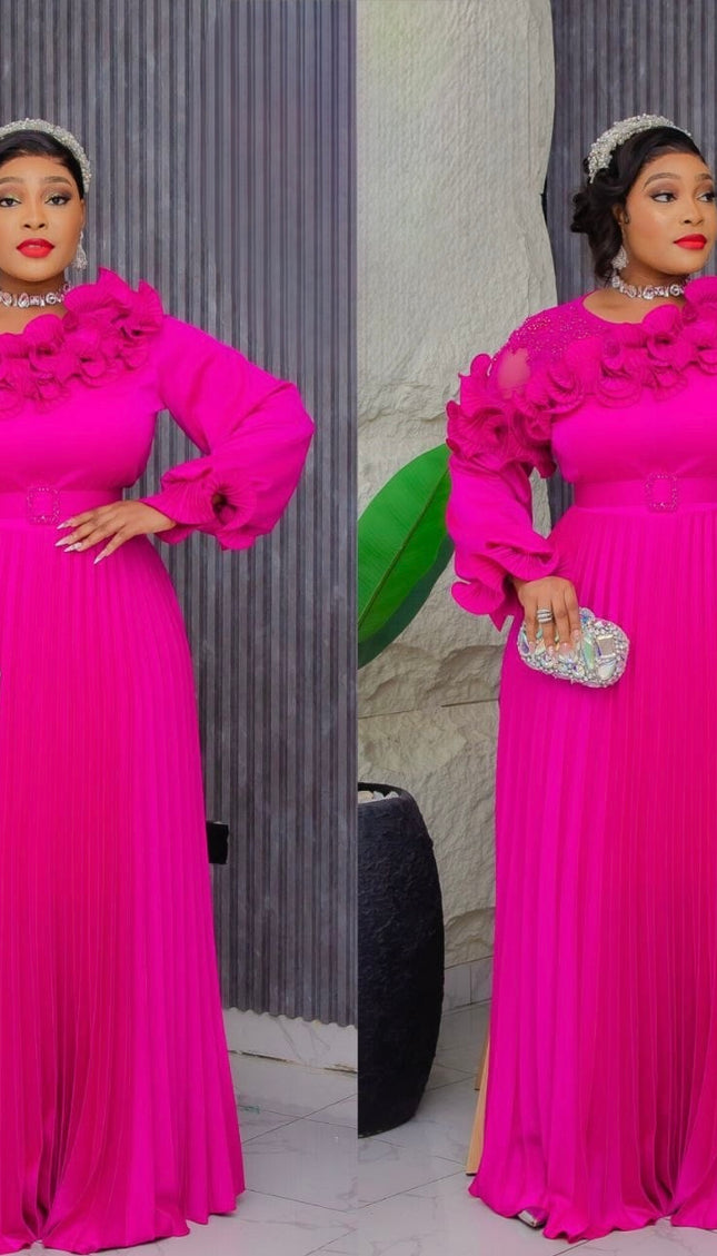 Elegant One-Shoulder Ruffle Pleated Twirl A-Line Dress for Wedding Guest Mother of The Bride