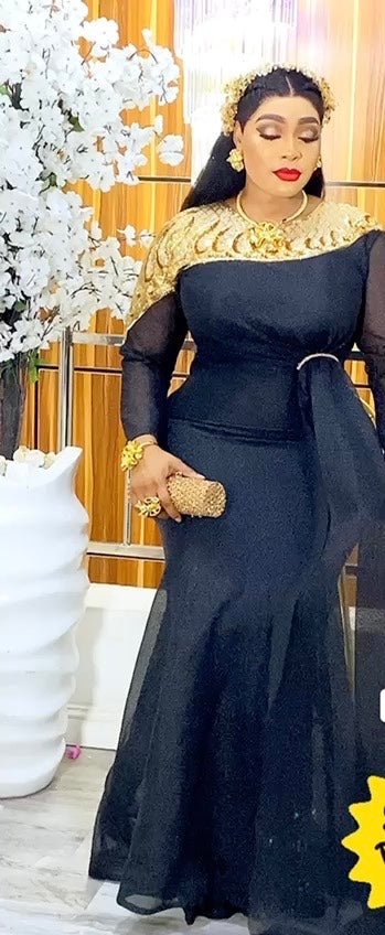 Embellished Side Draped Maxi Gown