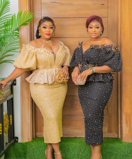 Off-Shoulder Embellished Peplum Feathered Dress: Wedding Guest Mother of The Bride Birthday Cocktail Party