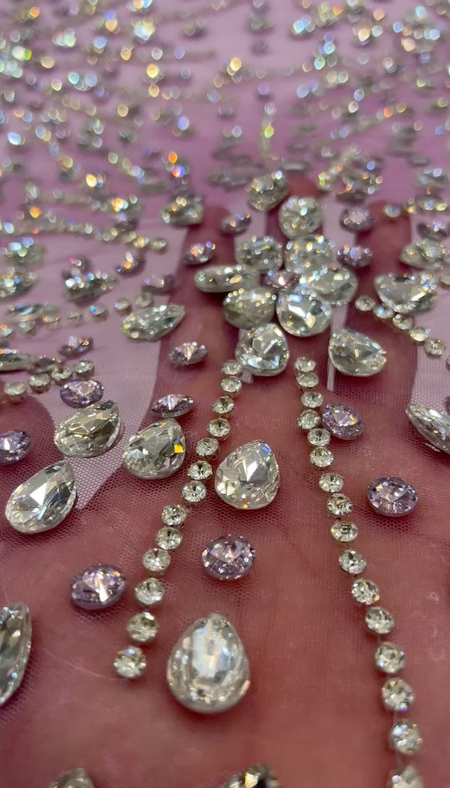 Swarovski Crystal Hand-Beaded Fabric Dressmaking | Wedding Evening Gown Birthday Pageant Prom Dress