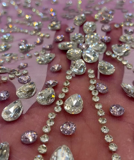 Swarovski Crystal Hand-Beaded Fabric Dressmaking | Wedding Evening Gown Birthday Pageant Prom Dress