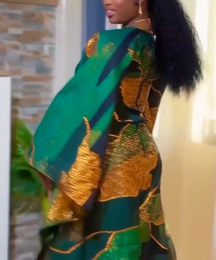 African Bubu Dress Metallic Brocade - Nigerian Wedding Guest Attire Mother of The Bride Outfit Cocktail Reception Birthday Party Photoshoot Celebrant