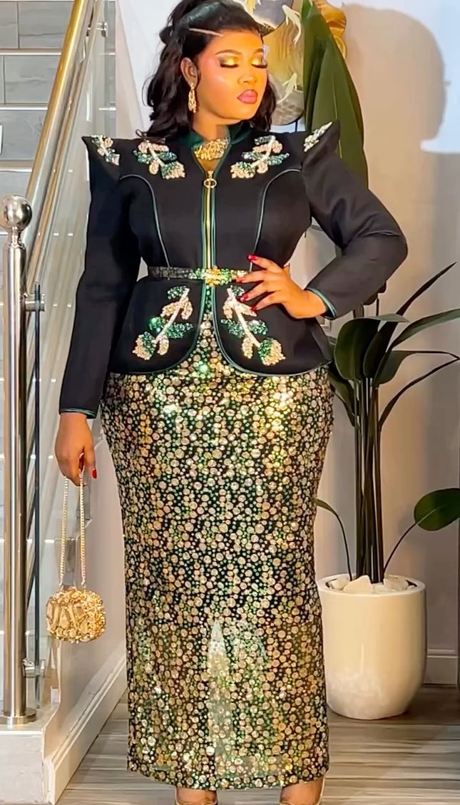 White Embellished Sequin Peplum Maxi Dress - Wedding Guest Mother of The Bride