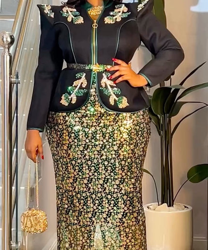 White Embellished Sequin Peplum Maxi Dress - Wedding Guest Mother of The Bride