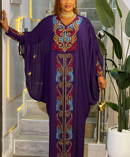 Rhinestone Embellished Black Kaftan Dress, African Bubu Abaya Gown, Wedding Birthday Party Engagement Ceremony