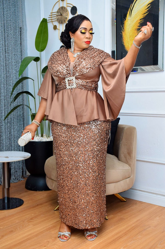 Sequin Embellished Maxi Dress | African Wedding Guest Engagement Anniversary Mother of The Bride