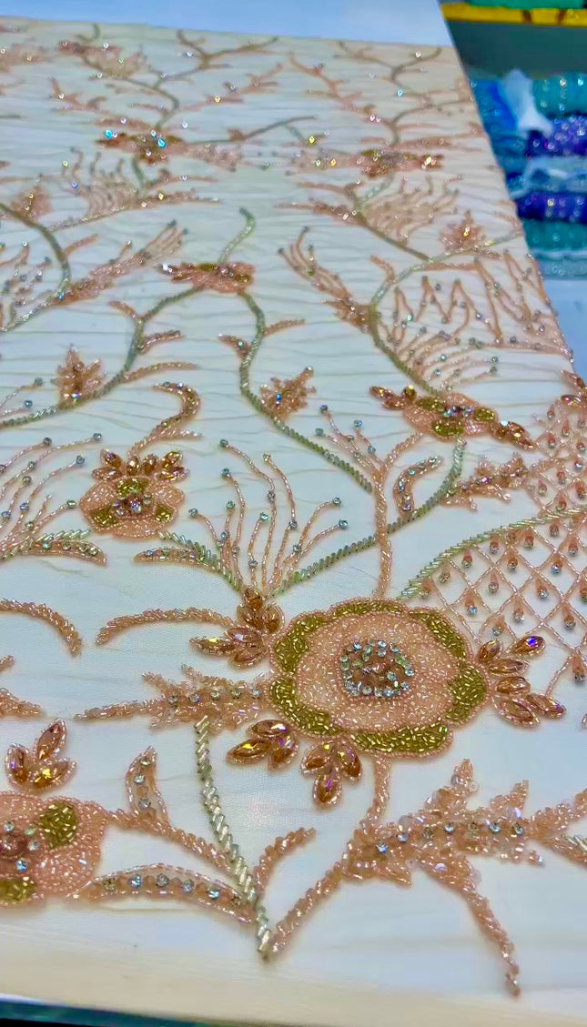 Swarovski Crystal Hand-Beaded Fabric Dressmaking | Wedding Evening Gown Birthday Pageant Prom Dress