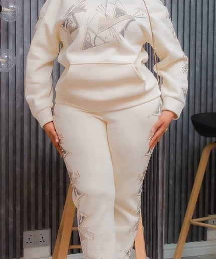 Rhinestone-Embellished Sweatshirt & Jogger 2-Piece Set
