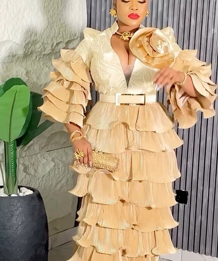 Dramatic Waterfall Ruffle Mother of The Bride Maxi Dress | Wedding  Birthday Party Dinner Anniversary Gala Reception