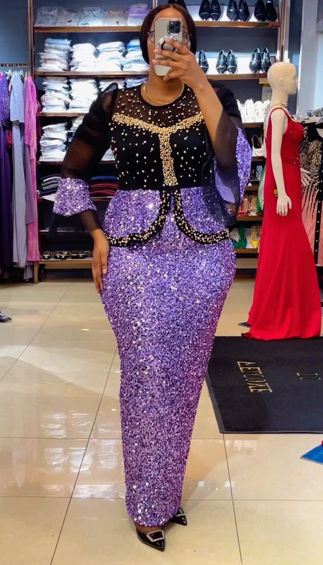 Sequin Embellished Peplum Maxi Dress | Women's Fashion Wedding Guest Mother of The Bride