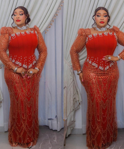 Glamorous Crystal-Embellished Maxi Dress Formal Evening Gown for Wedding Celebrant Birthday Mother of The Bride Cocktail Reception Party Plus Size