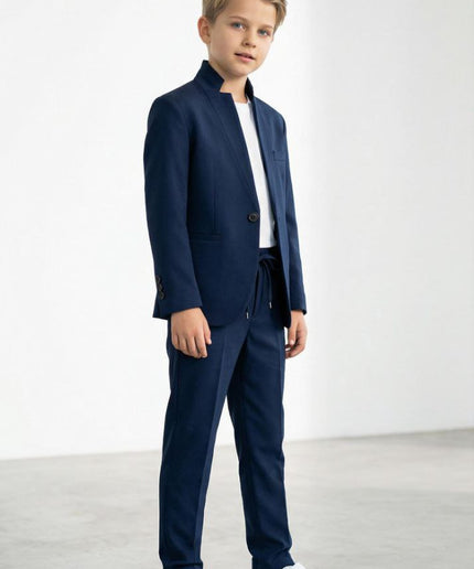 Boys' Sporty Suit 3-Piece Set, Blazer White T-Shirt & Pants: Graduation Outfit, Wedding, Birthday Party Photoshoot Formal Special Occasion