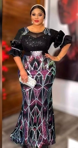 Plus Size Sequin Embellished Wedding Guest Dress Maxi Mother of The Bride Mermaid Gown - Cocktail Holiday Dinner Party Birthday Photoshoot Gala Reception