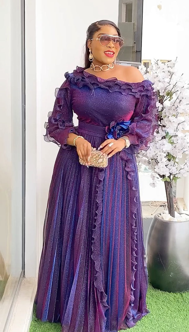 Off Shoulder Ruffle Maxi Dress | Women Fashion Dresses Wedding Guest Birthday Party Celebrant Photoshoot