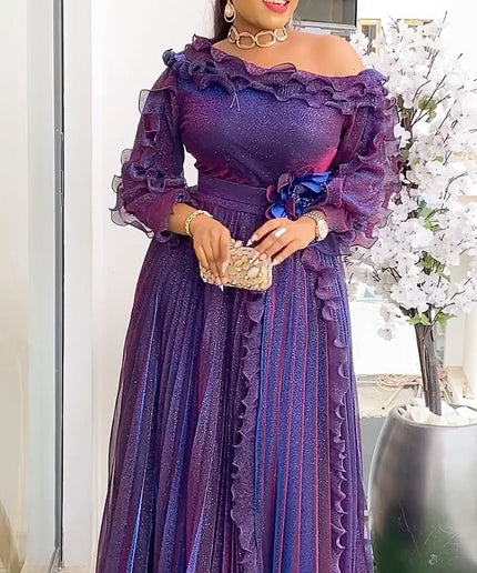 Off Shoulder Ruffle Maxi Dress | Women Fashion Dresses Wedding Guest Birthday  Party Celebrant Photoshoot