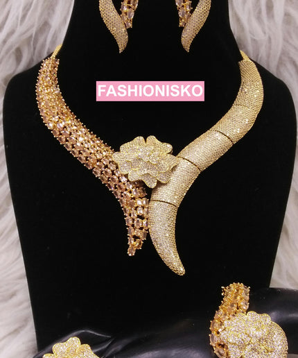 Dubai Jewelry Set Gold Plated | Bridal, Mother of The Bride, Birthday Celebrant Nigerian Party Guest
