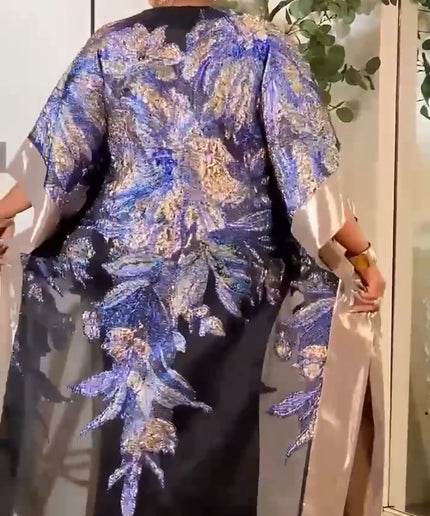 Purple Bubu Brocade Dress for African Wedding Guest Kaftan Engagement Ceremony Cocktail
