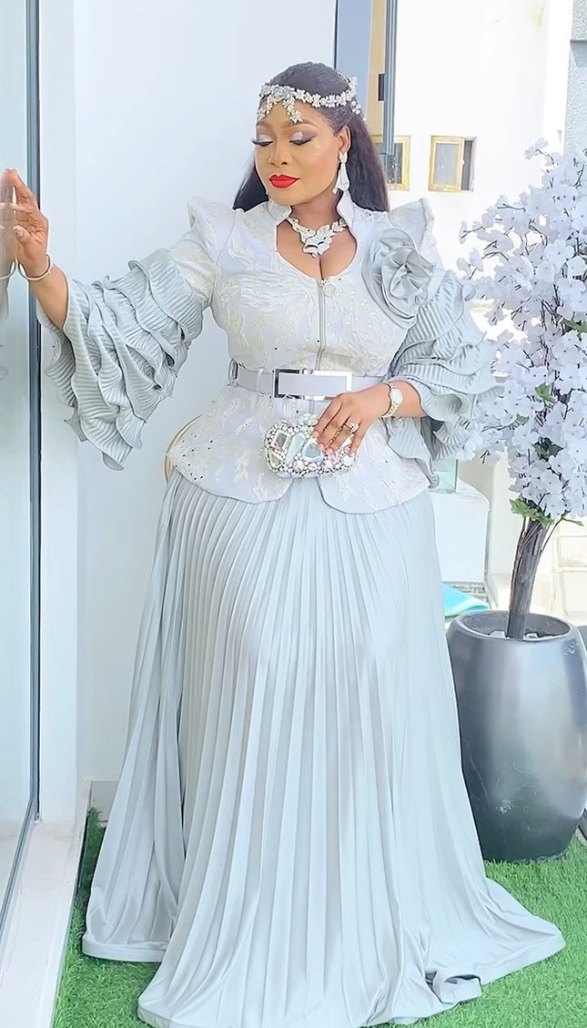 Ruffle Sleeve Top and Pleated Skirt  | Mother of The Bride Wedding Guest Birthday Party