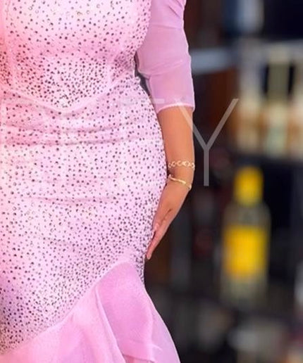 Embellished Mother of The Bride Dress White Maxi Tiered Ruffles, Wedding Guest Party Cocktail