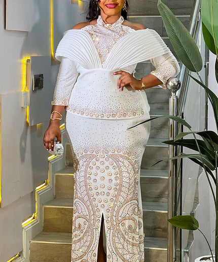 Red Off-The-Shoulder Structured Embellished Maxi Dress for Party Wedding Birthday Cocktail Gala Mother of The Bride Photoshoot