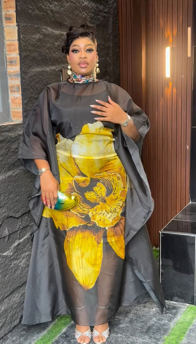 Green Floral Organza Bubu - African Wedding Guest Dress Nigerian Party Attire Engagement Photoshoot