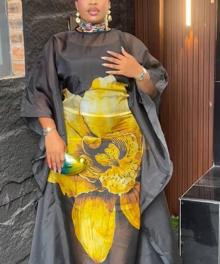 Green Floral Organza Bubu - African Wedding Guest Dress Nigerian Party Attire Engagement Photoshoot