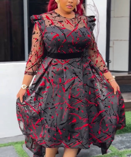 Black Fit & Flare High-Low Asymmetrical Dress for Birthday Party Wedding