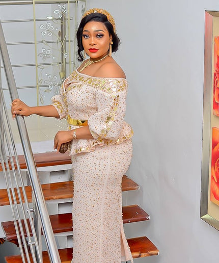 Orange Off-The-Shoulder Embellished Peplum Top & Skirt 2 Piece Set for Wedding Guest Mother of The Bride Birthday Party Gala Cocktail Anniversary