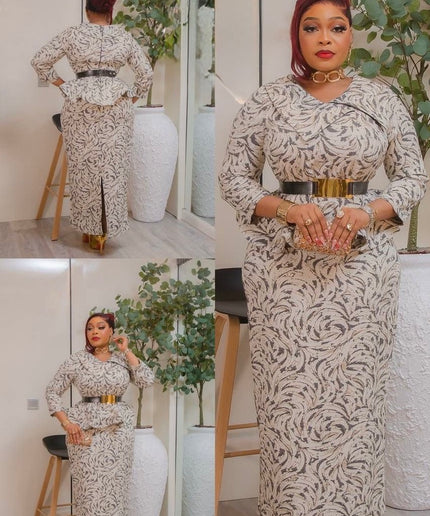 Metallic Gold Brocade Peplum Maxi Dress for Wedding Guest Mother of The Bride