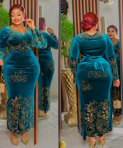 Elegant Black Embellished Wrap Maxi Dress with Rhinestones for Mother of The Bride Wedding Guest Engagement Ceremony