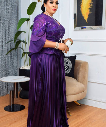 Statement Sleeve Sequin Peplum Top and Skirt | Mother of The Bride Birthday Party Wedding Guest